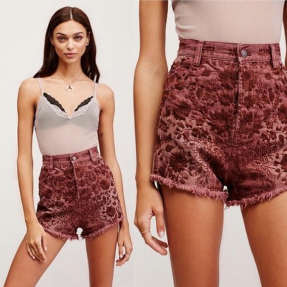Free People Etienne Fields Embroidered Jean Shorts - Picture 7 of 15